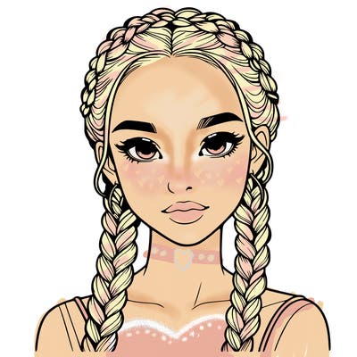 realistic girl with braids