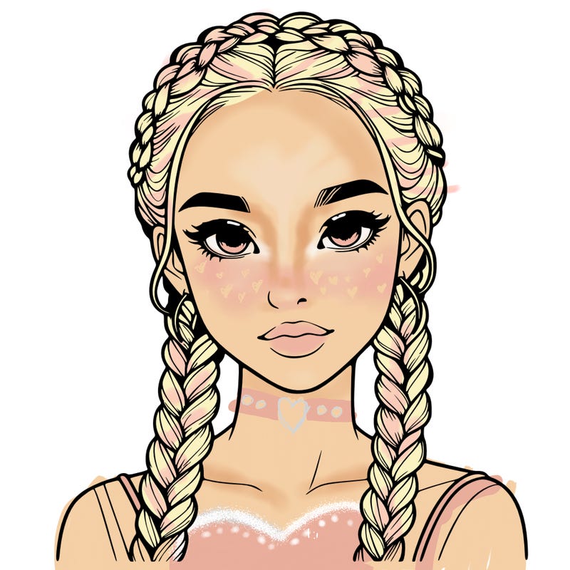 realistic girl with braids