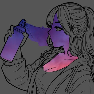 a realistic girl spray, painting