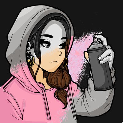a realistic girl, spray painting