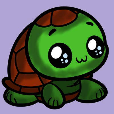 cute little animated turtle