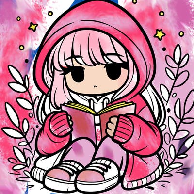 girl in oversized hoodie reading a book