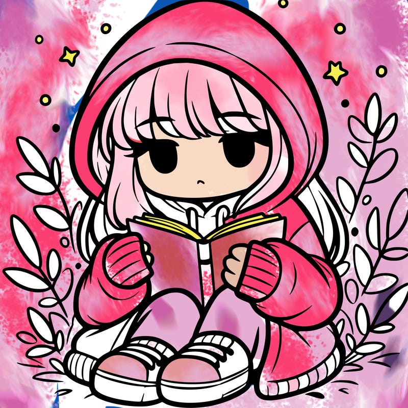 girl in oversized hoodie reading a book