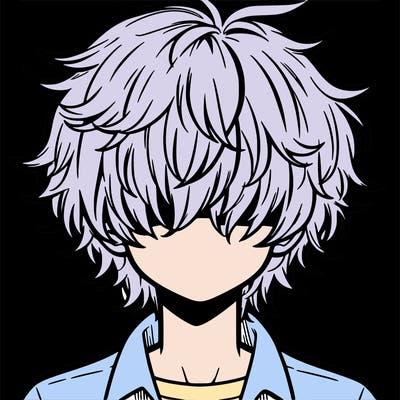 manga boy fluffy hair covering his eyes