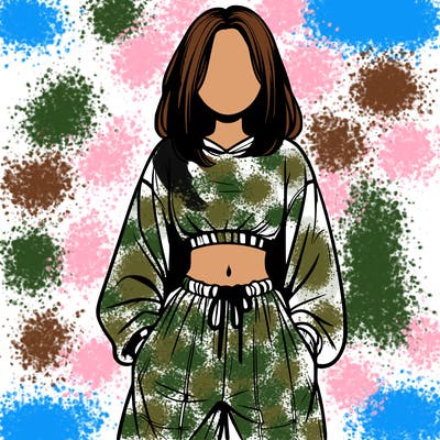 realistic girl faceless with baggy pants and a crop top