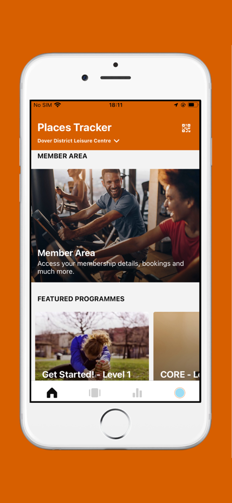 Places Tracker - Painel do aplicativo Places Tracker mostrando a área do membro e os programas de treino em destaque.