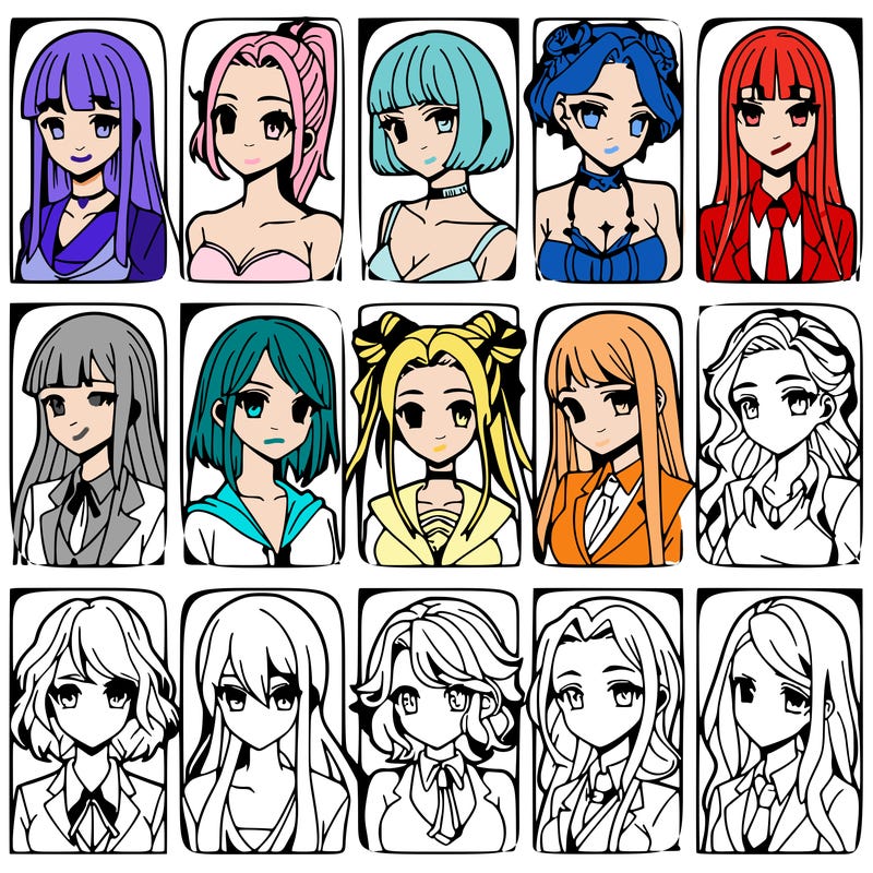 girls that look diffrent anime