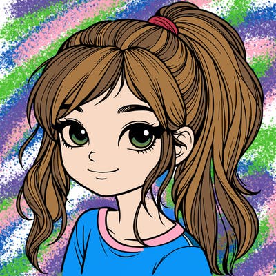 realistic girl with ponytail