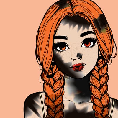 realistic girl with braids