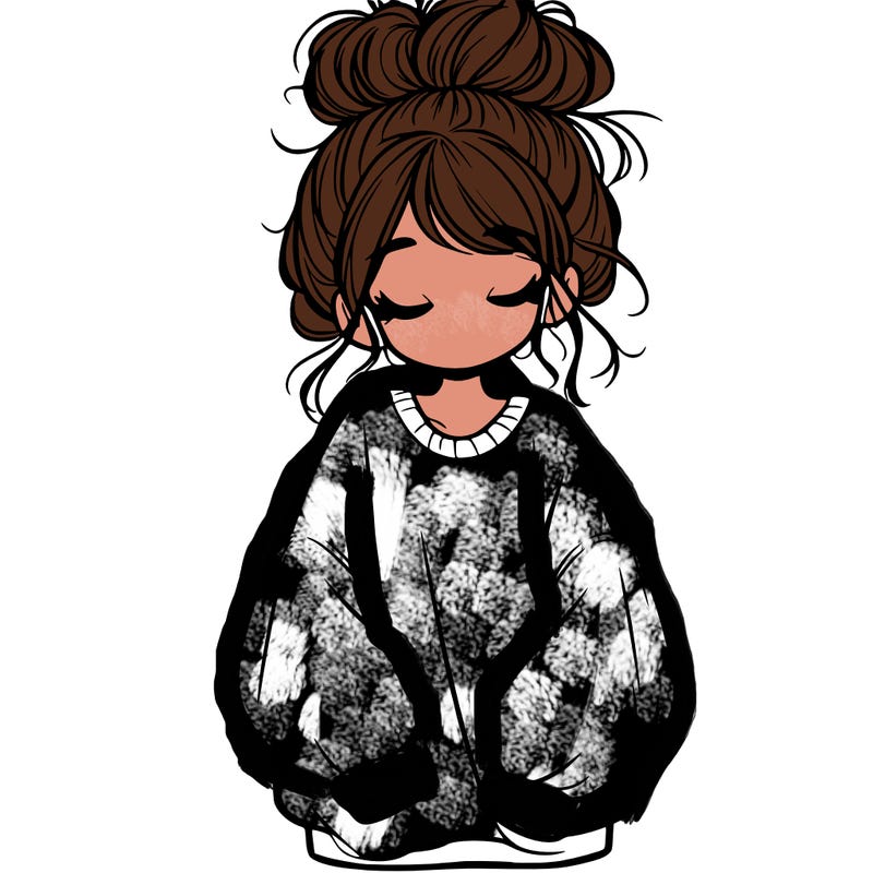 girl with baggy sweatshirt and messy bun