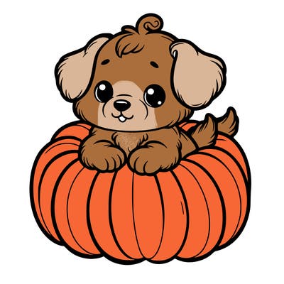 cute little puppy in a pumpkin