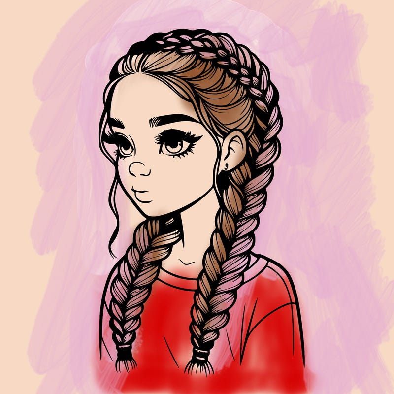 realistic girl with braids