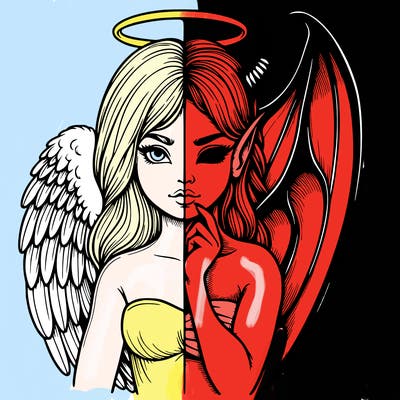 realistic angel half demon