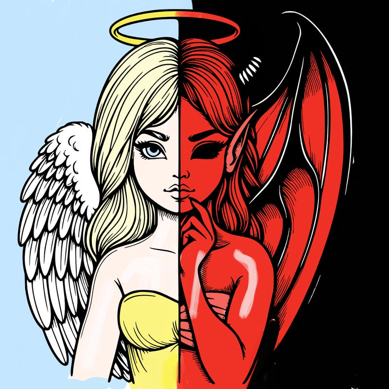 realistic angel half demon