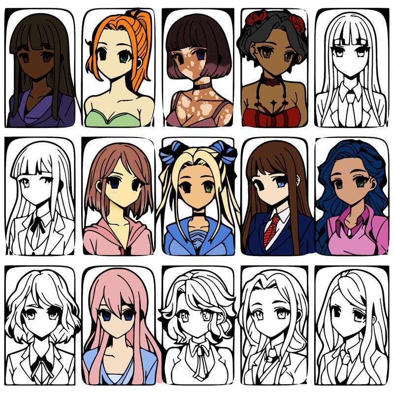 girls that look diffrent anime