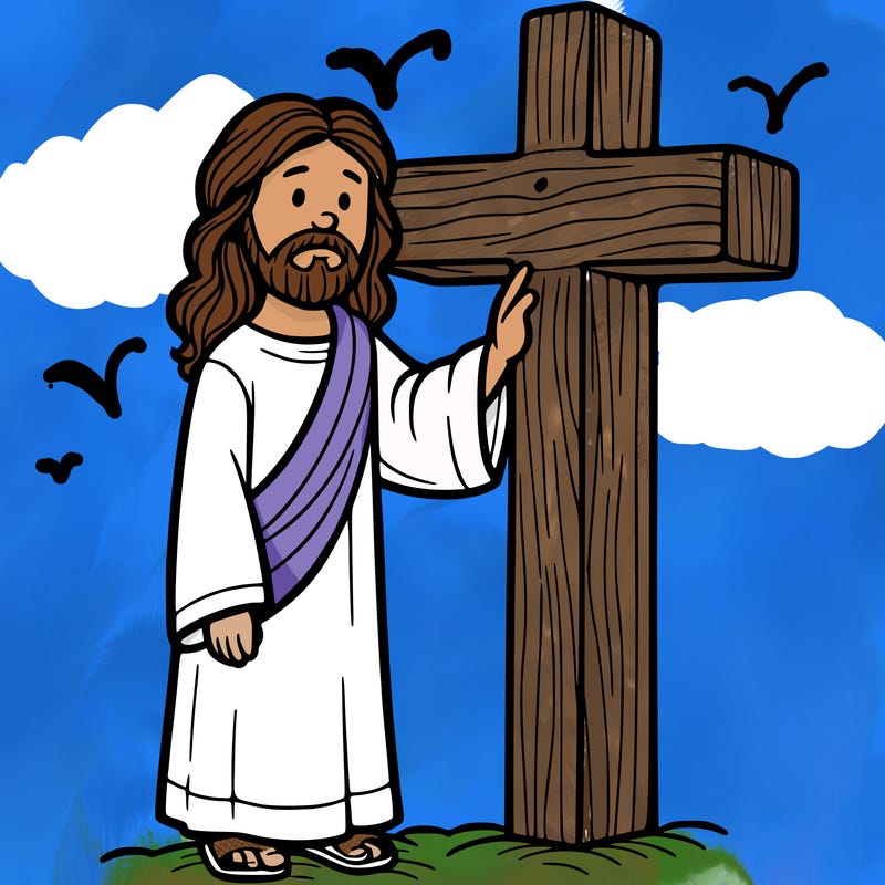 jesus standing beside the cross