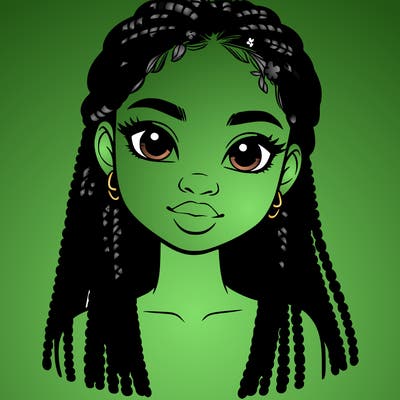 a realistic black girl with braids