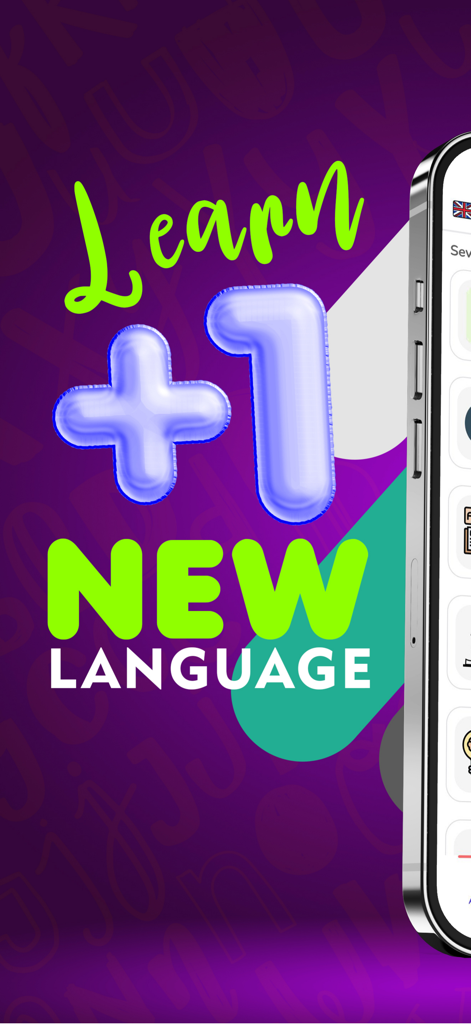 Learn Words Daily on Widget - Linguwa app promotional screen with the text Learn plus one New Language in bright colors