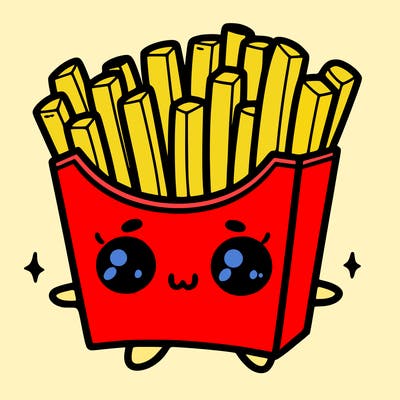 a cute. french fries