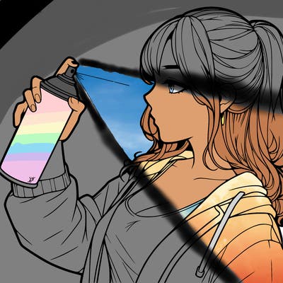 a realistic girl spray, painting