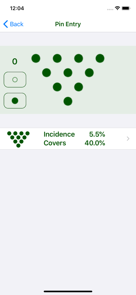 Écran de l'application BNOTE pour enregistrer les quilles laissées au bowling et suivre les statistiques de couverture