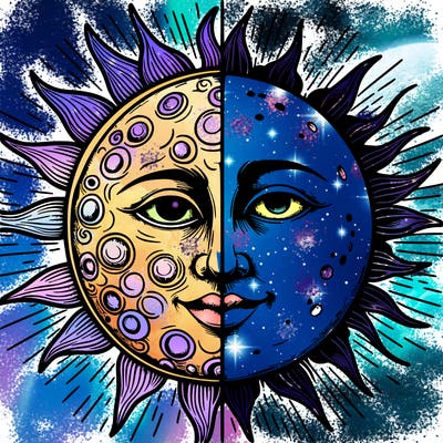 sun and moon realistic split