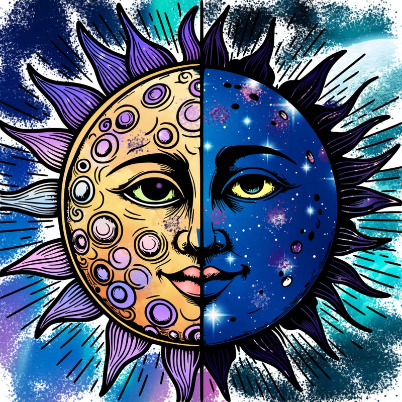 sun and moon realistic split