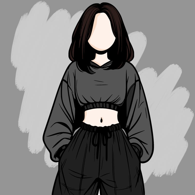 realistic girl faceless with baggy pants and a crop top