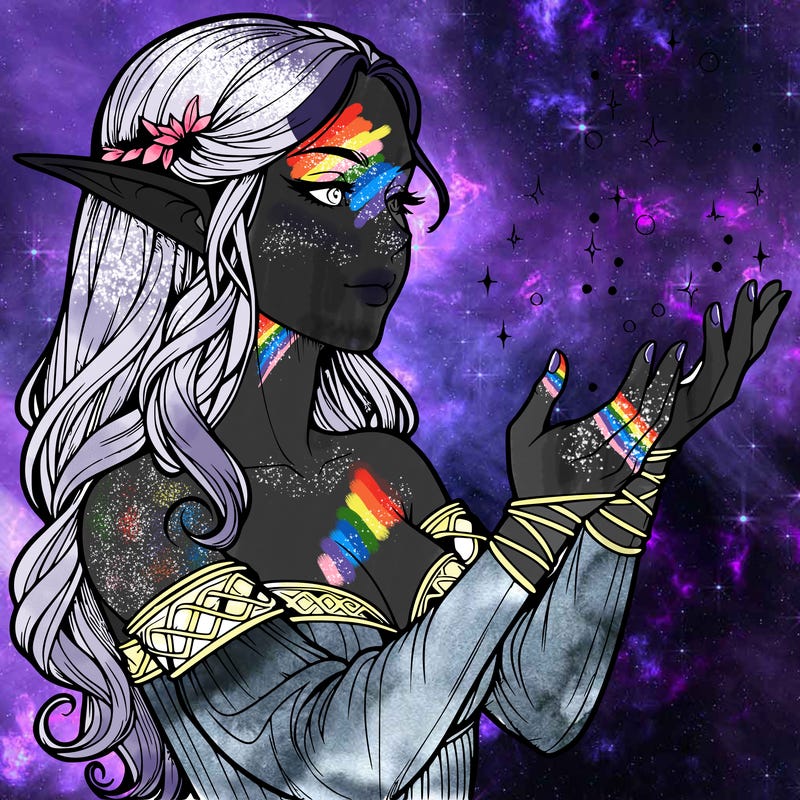 realistic elf girl doing magic