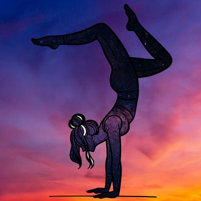 a woman doing a handstand