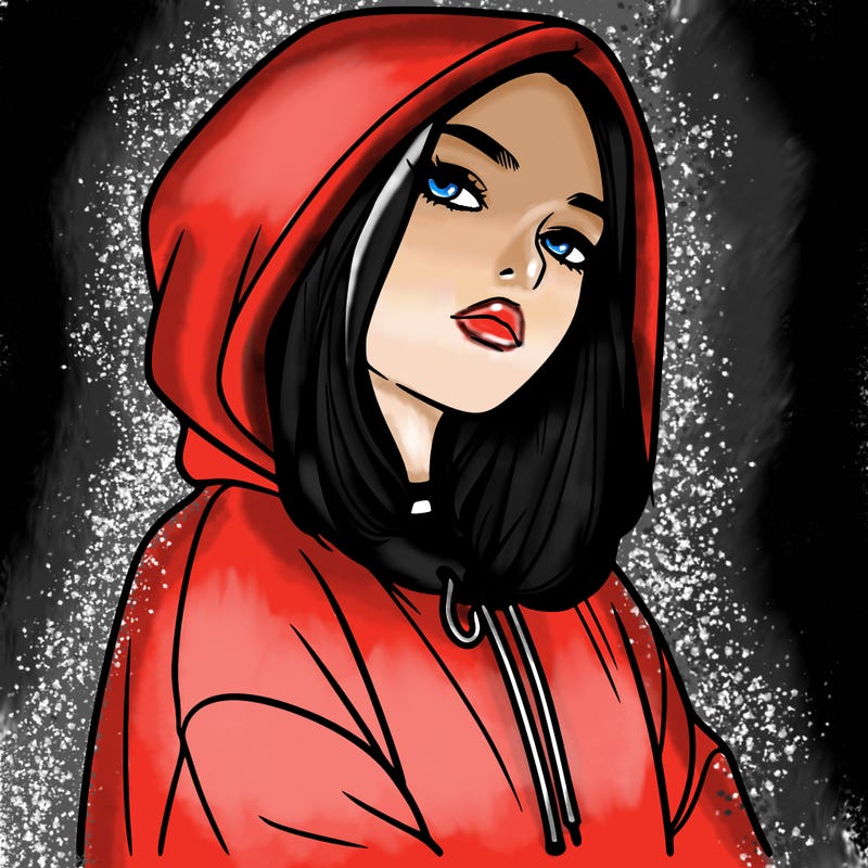 a realistic girl in a hoodie