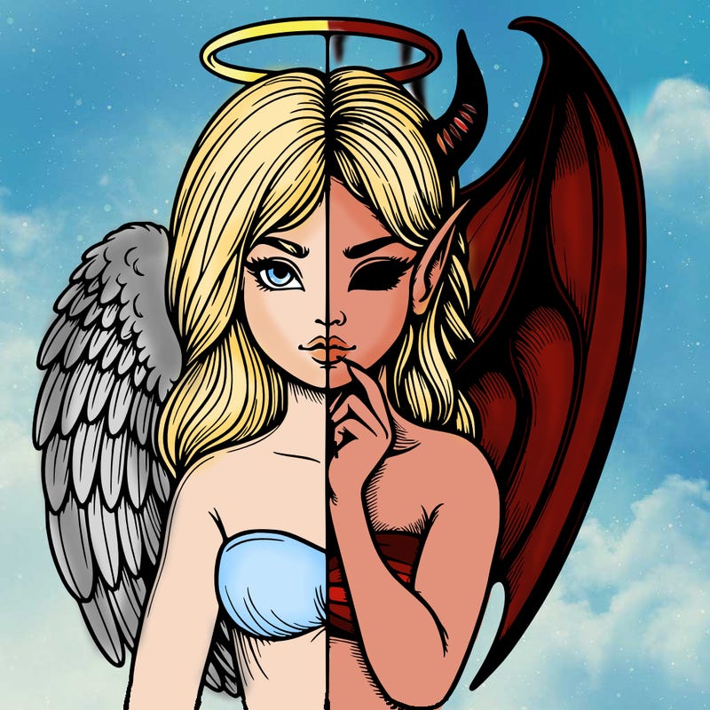 realistic angel half demon