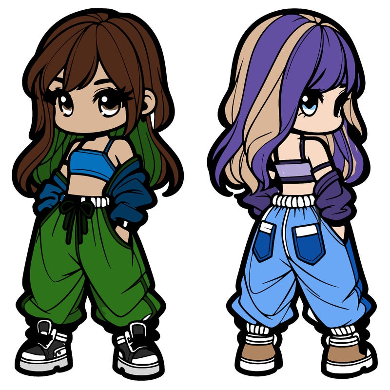 girl in crop top and baggy pants