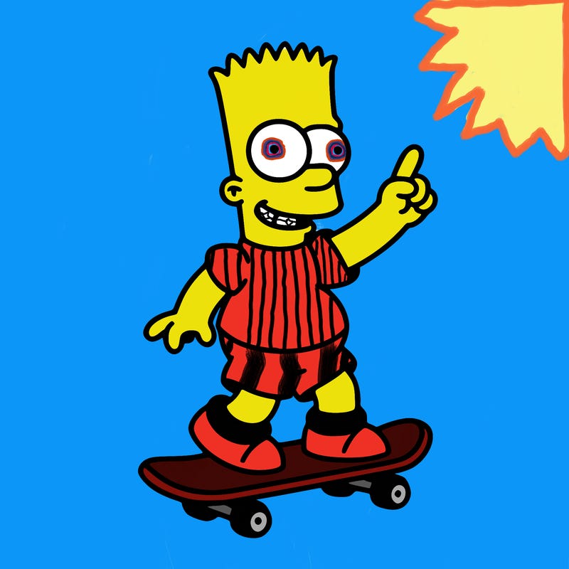 simpson character on a skateboard