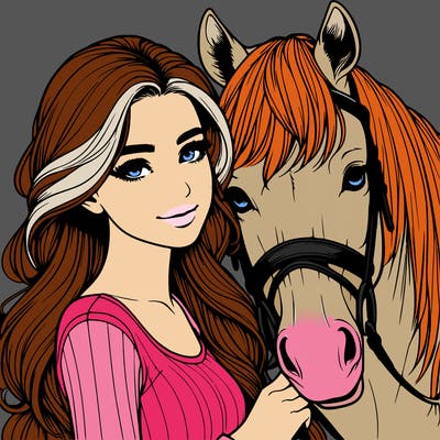 realistic girl with horse