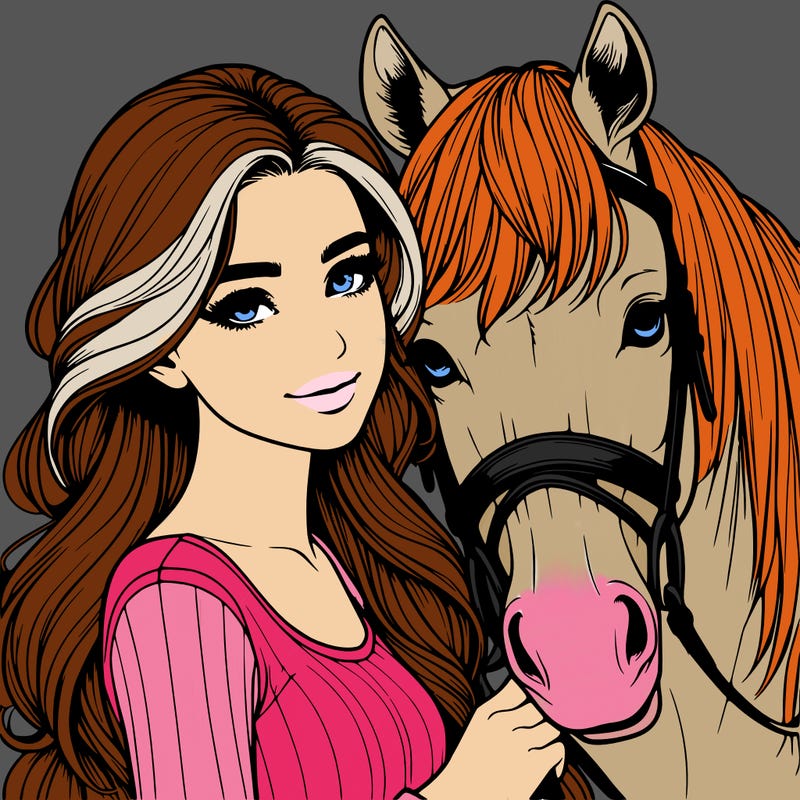 realistic girl with horse