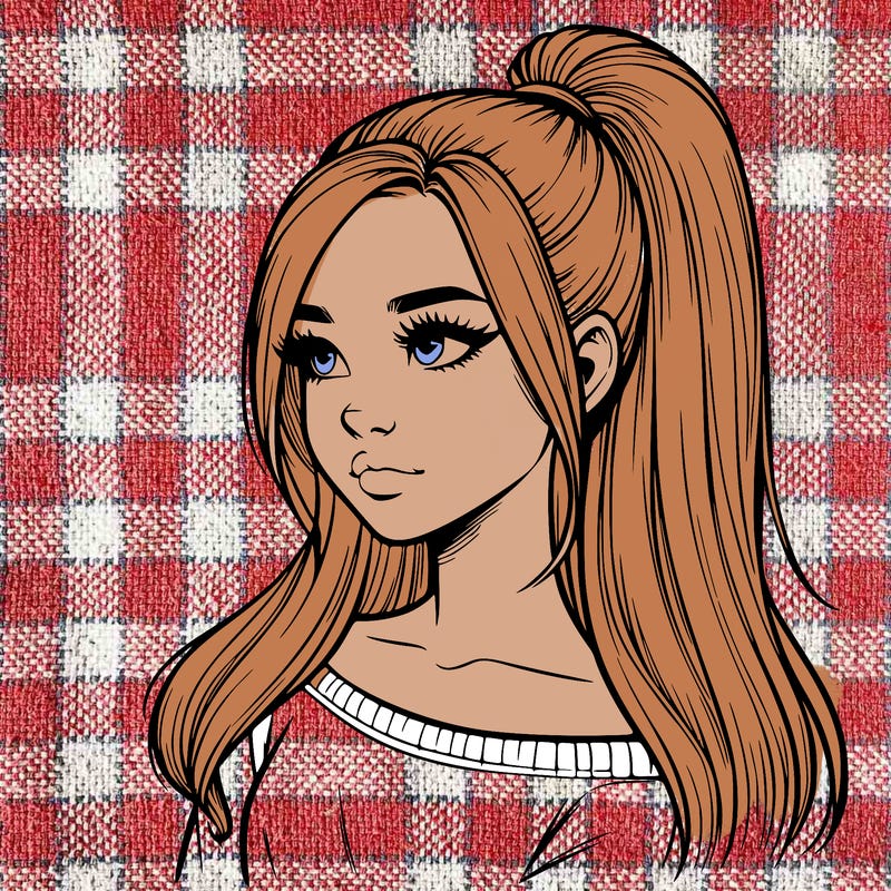 realistic girl with a high ponytail