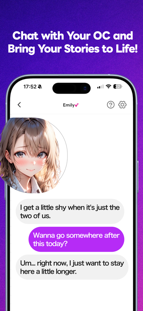 Days AI - AI Art & OC Creator - Chat interface with an anime character in the Days AI app