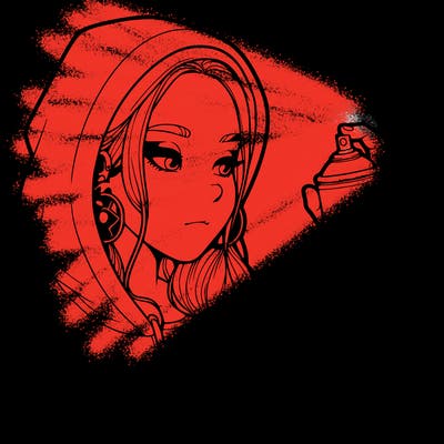 a realistic girl, spray painting