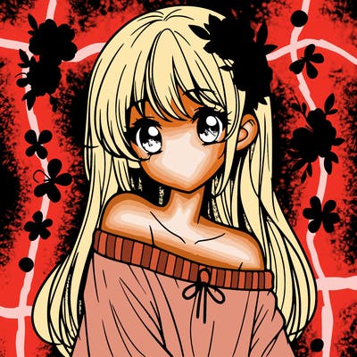 pretty anime girl with show shoulder shirt