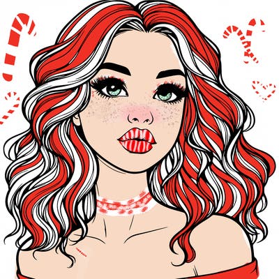 realistic girl with wavy hair and lips