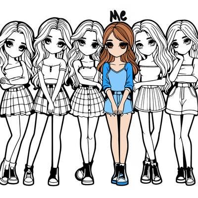 a group of girls realistic