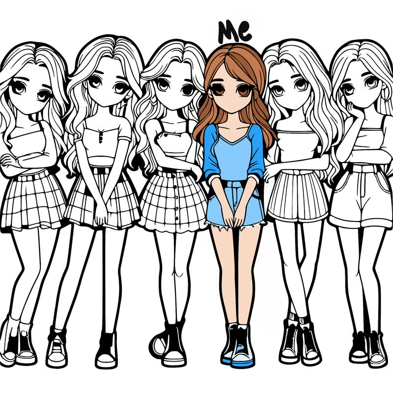 a group of girls realistic