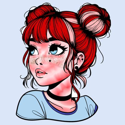 realistic girl with spacebuns