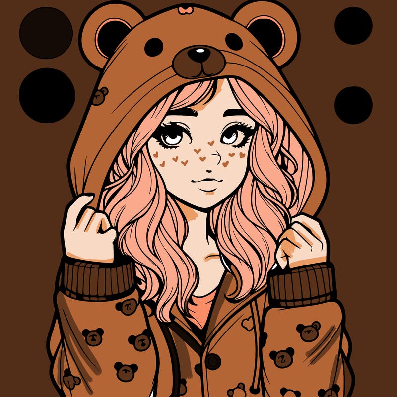 realistic girl in a animal pjs hoodie