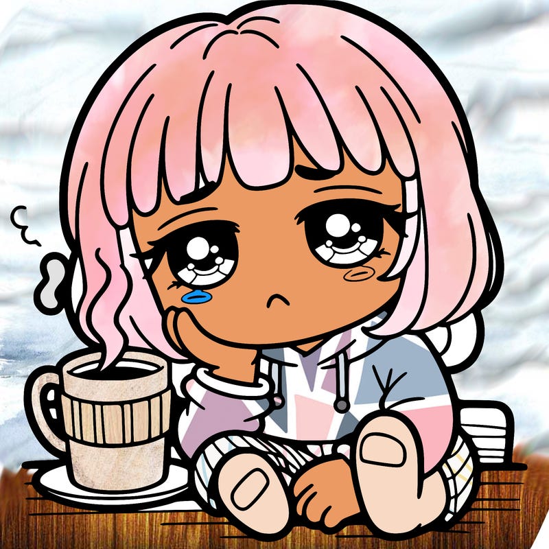 girl bored with coffe