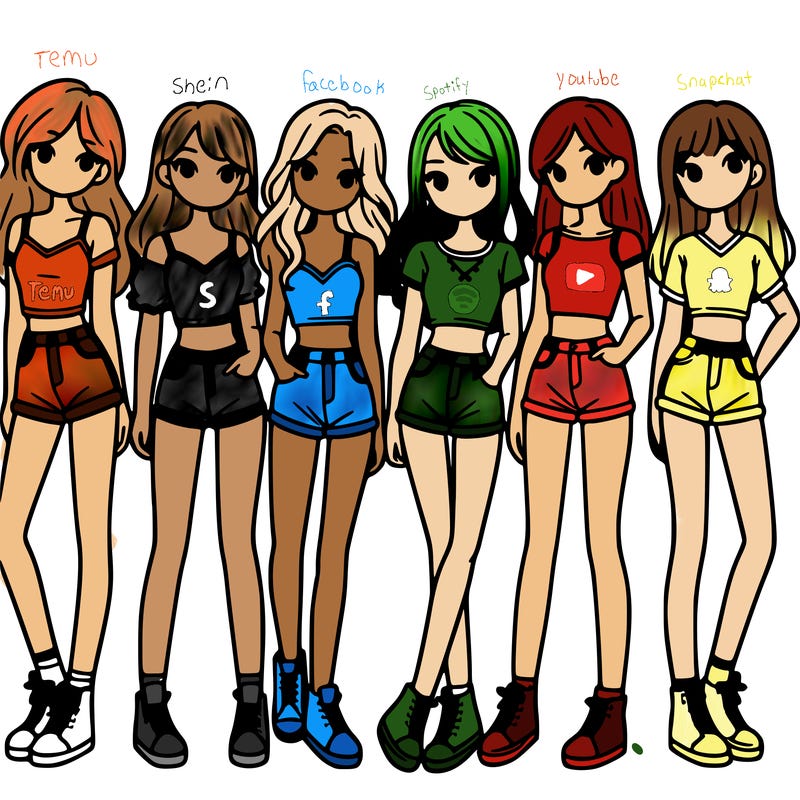 a group of girls wearing crop tops and shorts