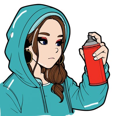 a realistic girl, spray painting