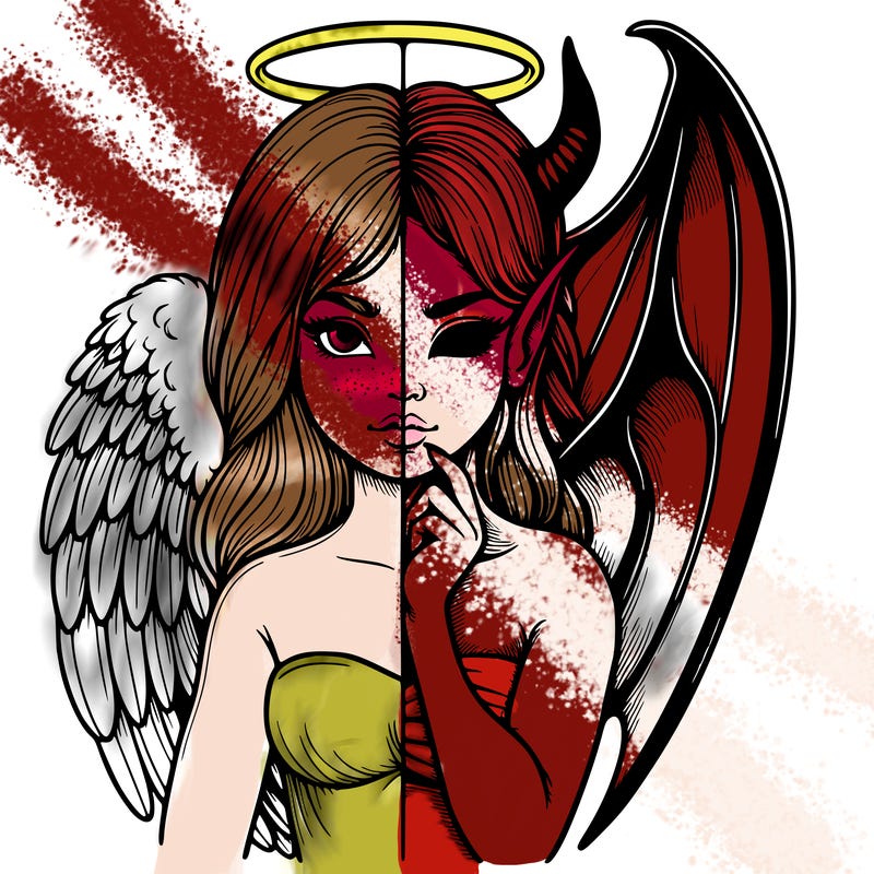 realistic angel half demon