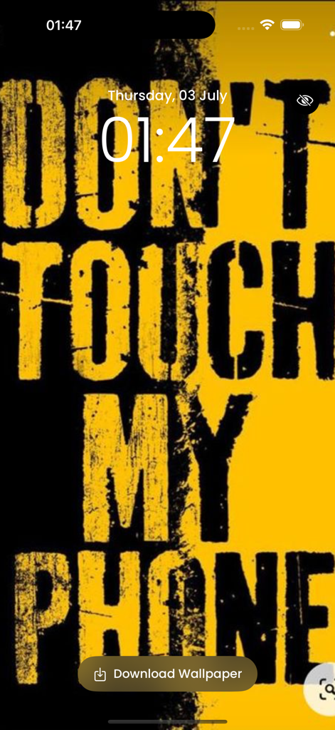 Dont Touch My Phone Wallpaper - Bold black and yellow warning wallpaper with distressed text saying Don't Touch My Phone